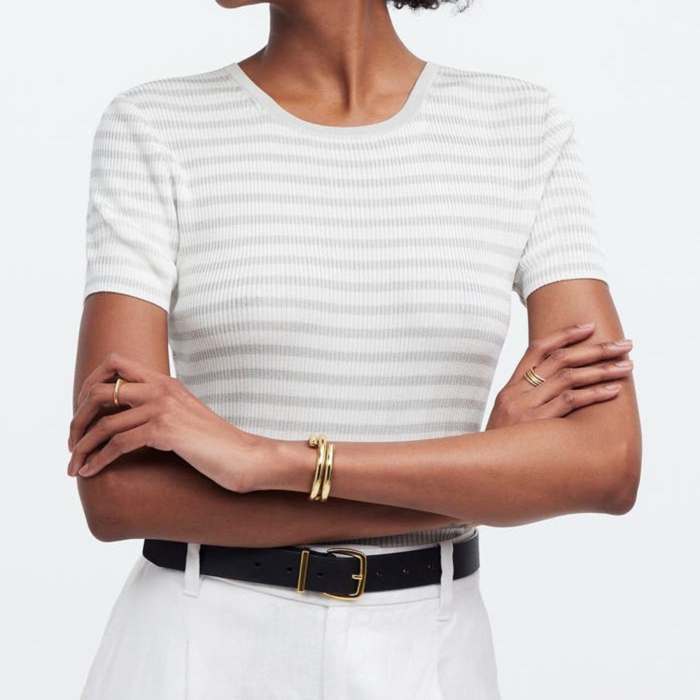 Madewell Microrib Sweater Strip Tshirt XS